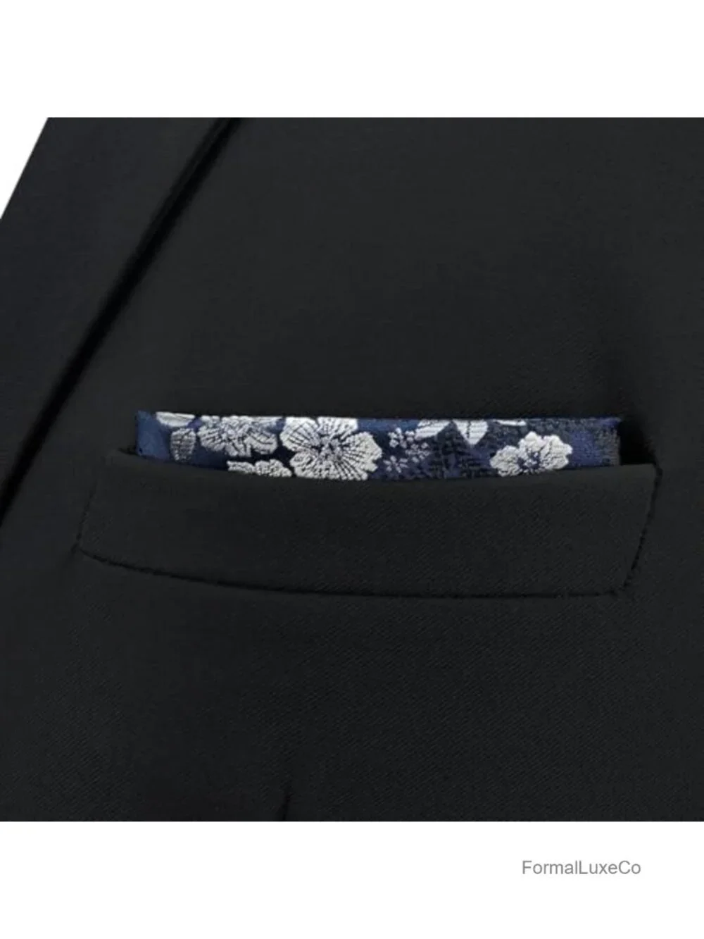 Men's Jacquard Woven Microfiber Pocket Square Floral Pattern for Wedding